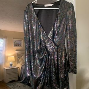 Astr Cocktail dress Sparkly deep V neck size small